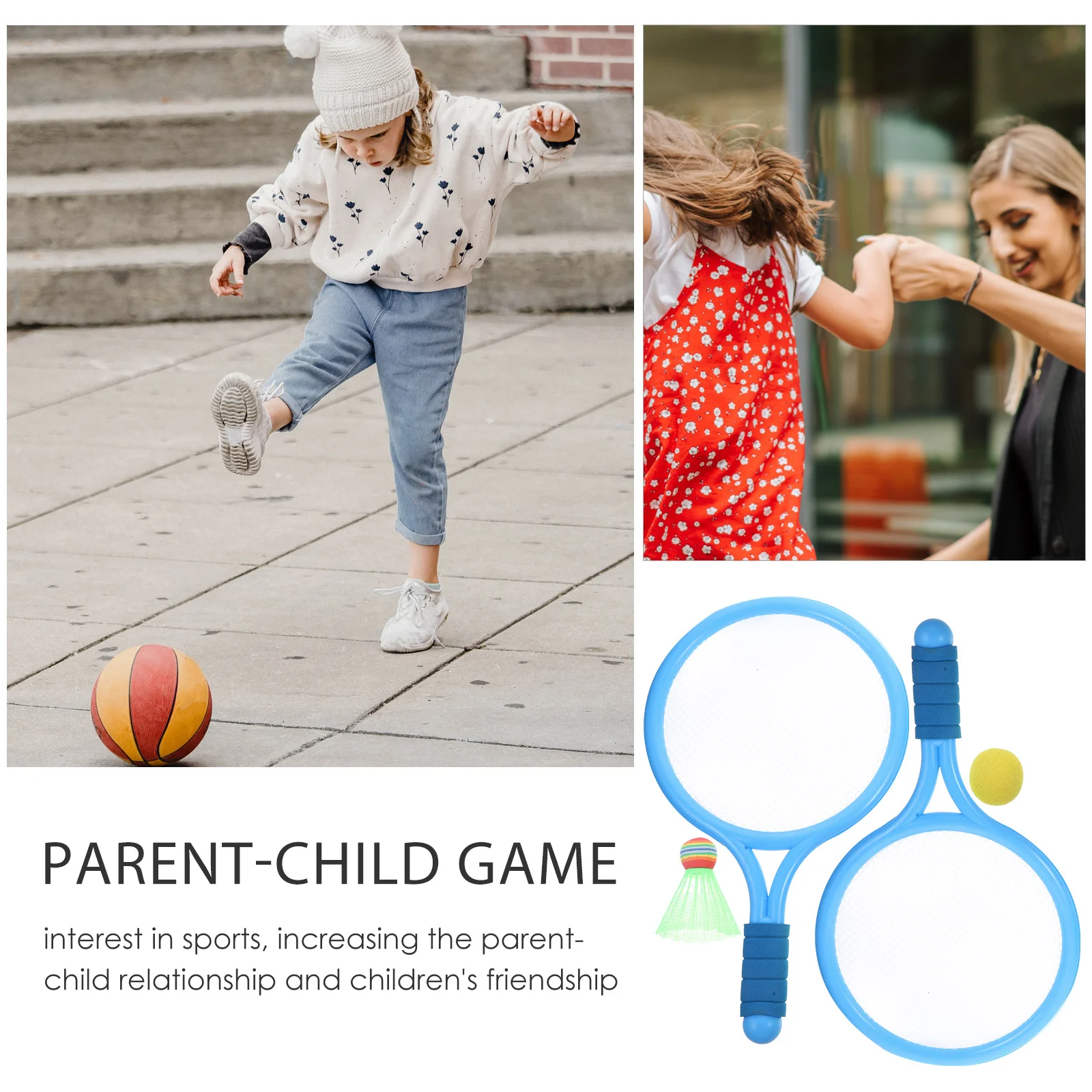 2 قطعة مضارب تنس للأطفال مجموعة خفيفة الوزن 2 كرات منطقة ضرب كبيرة لمعدات التدريب على لعب الوالدين والطفل في الهواء الطلق #3
