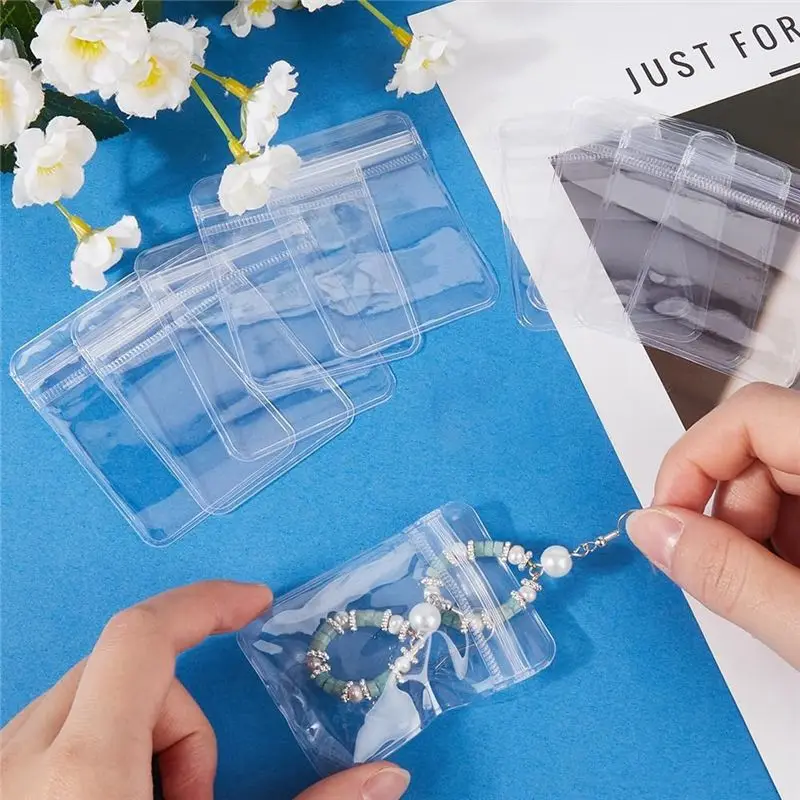 J1UL1N 100Pcs 2.8 X 4 Inch PVC Jewelry Bags Clear Plastic Jewelry Bags Self Seal Ziplock Pouch Organizer Anti Tarnish Bag