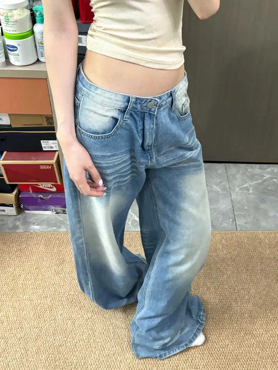 Amerikaanse stijl rechte jeans voor dames lente zomer hoge taille zip fly lange broek vrouwelijke casual denim broek