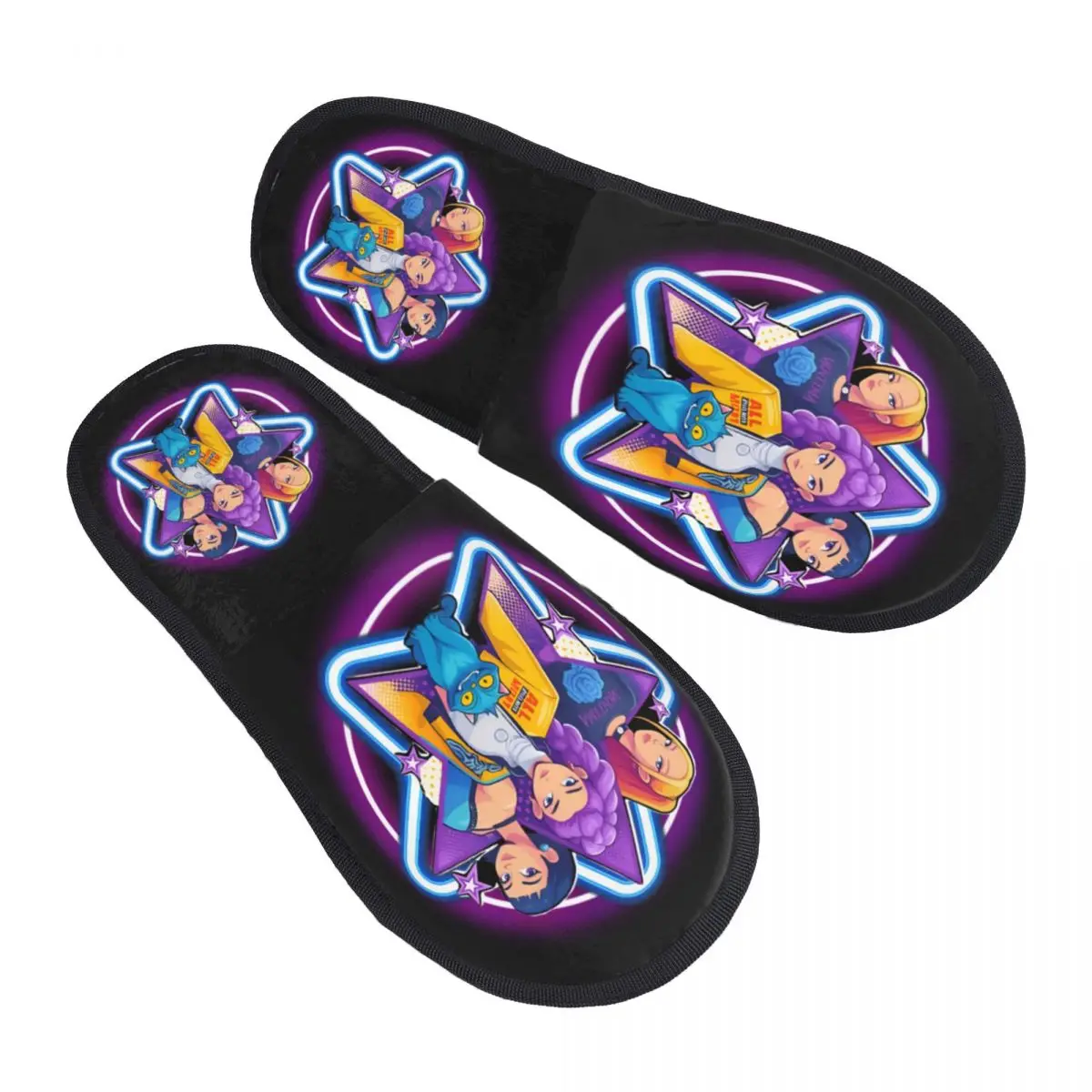 

Custom Kpop Hunter Demons Guest Slippers for Hotel Women Huntrix House Slipper