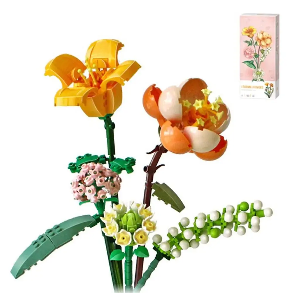 

Creative Mini Flower Building Blocks Kits DIY with Box Bouquet Block Sets Gift Relaxing Bouquet 3D Model Kid Toys