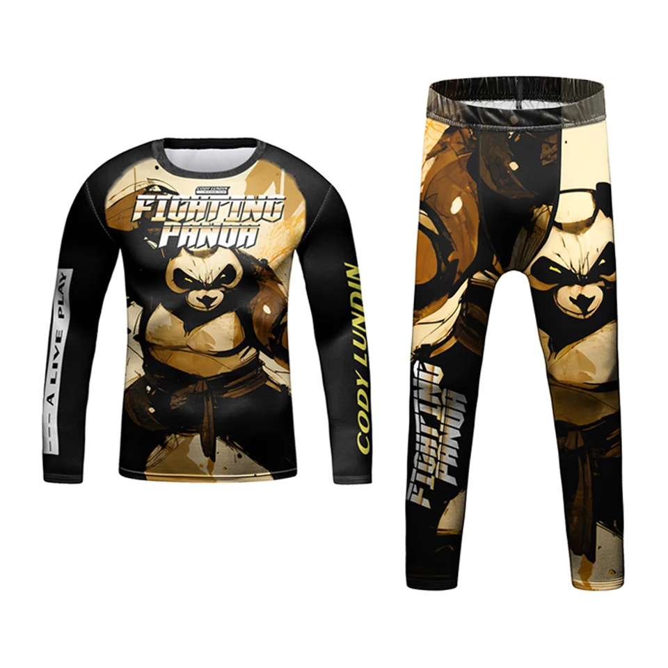 New Kid MMA Compression T-Shirt+Pant Rashguard Kids 4PCS/set  Sport Gym Muay Thai Shorts Children Boy Jiu Jusit Bjj MMA Clothing