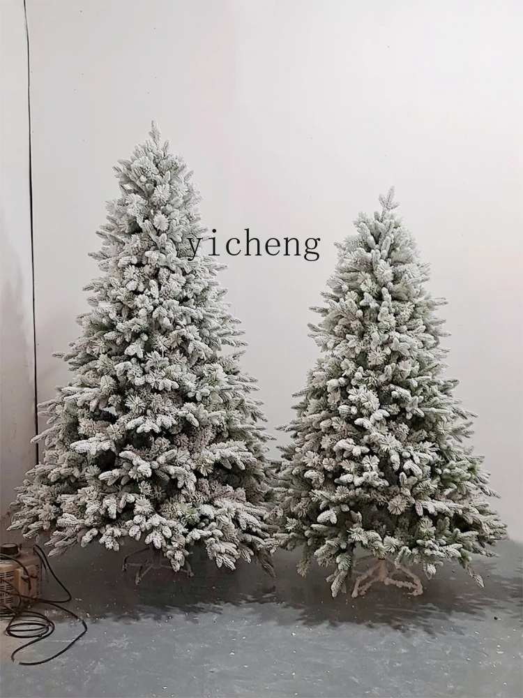 ZC Snow Pine Emulation Christmas Tree Luminous Ornaments PE Pine Needle PVC Mixed Encryption White Landscaping