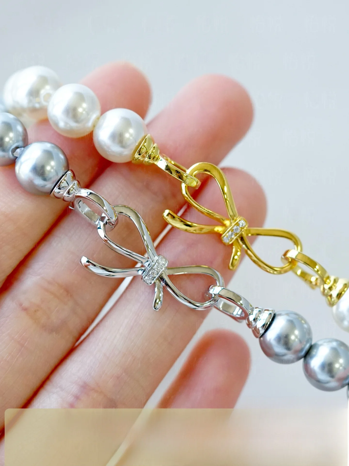 gold-plated-knot-pearl-beads-necklace-bracelet-buckle-silver-diy-accessories-material-buttons-fashion-jewelry-parts