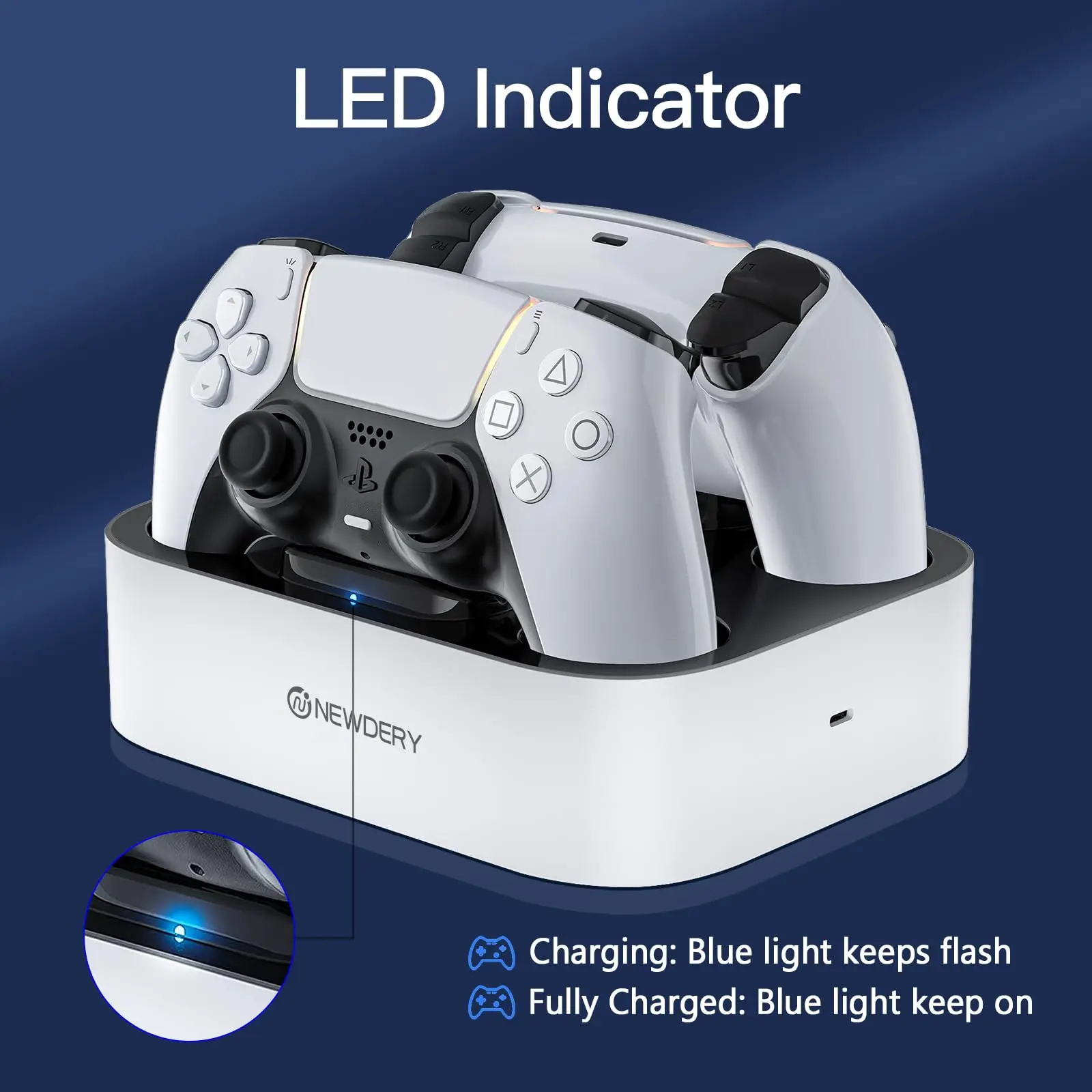 Stacja ładująca kontroler PS5 do PlayStation 5 i kontrolera DualSense Edge Podstawka do szybkiego ładowania z kablem, biały i czarny — zdjęcie produktu 6