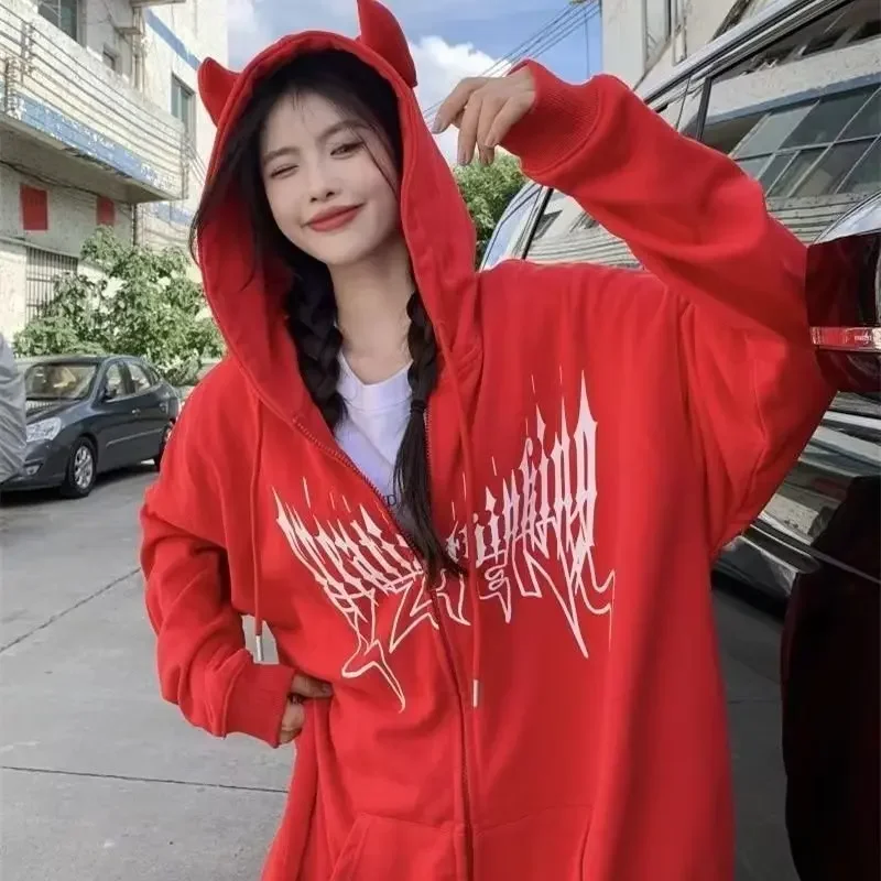 سترة بغطاء للرأس بسحاب فضفاضة على طراز الشارع بأكمام طويلة للجنسين ملابس خارجية غير رسمية للمراهقين والرجال ملابس خروج عصرية رائجة البيع #1