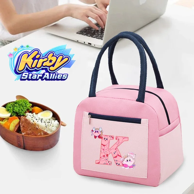 

Kirbys Women Lunch Bag Cute Cartoon Anime Letter A-Z Print Cooler Bag Portable Large Capacity Insulated Bento Boxes Party Gifts