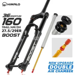 2024New suspension air dual chamber fork DH AM downhill straight axle assist fork rebound adjustment 110mm*15mm stroke 160mm MTB