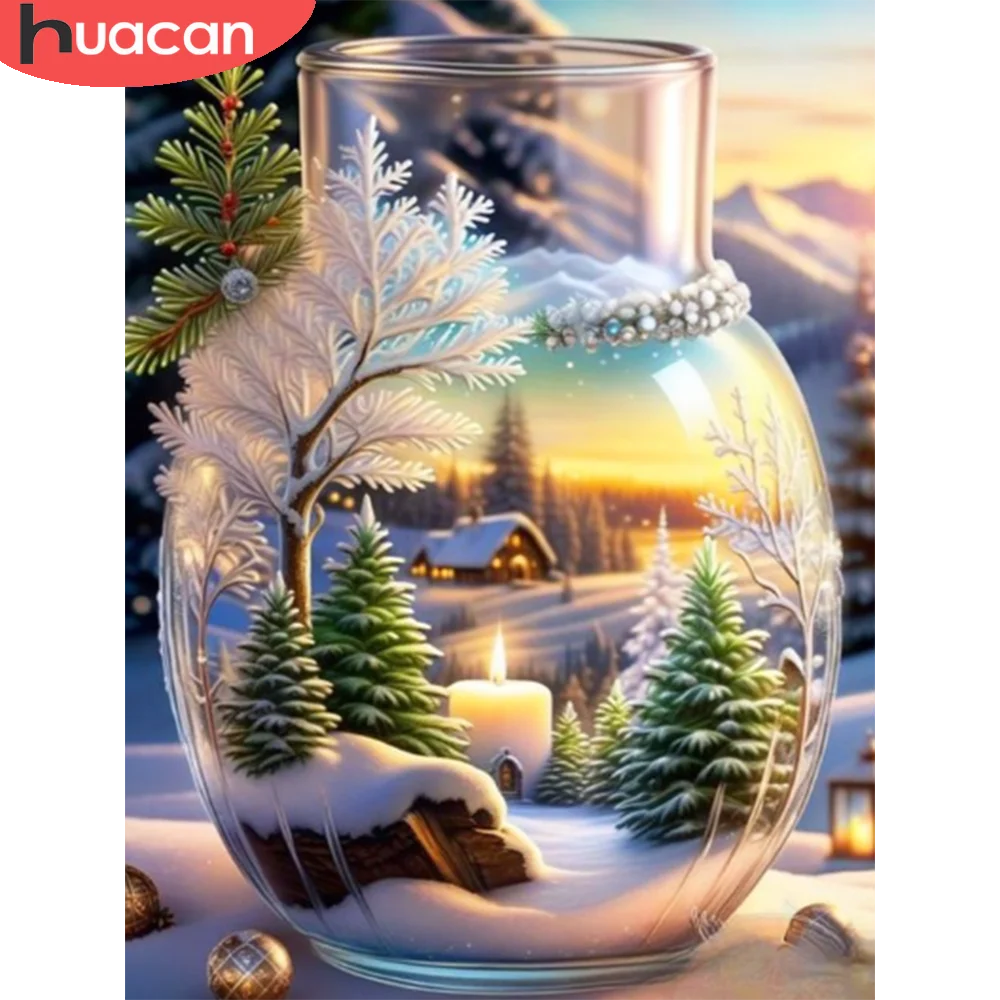 HUACAN Diamond Painting Landscapes Snow New Arrivals 2024 Diamond Mosaic Bottle Rhinestones Pictures