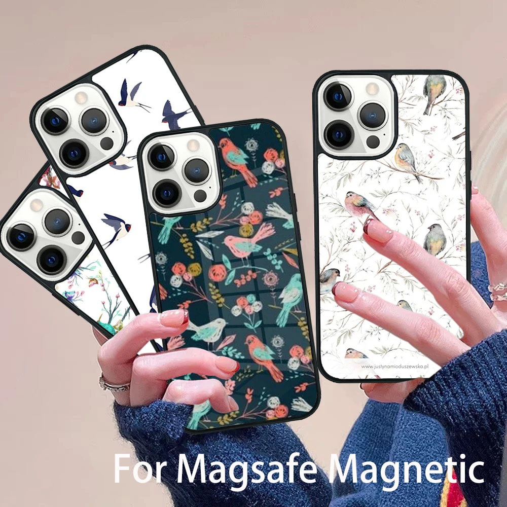 

Birds Flock Phone Case Magesafe Magnetic Wireless Charge Cover For IPhone 16 11 12 13 14 15 Pro Max Plus Mini