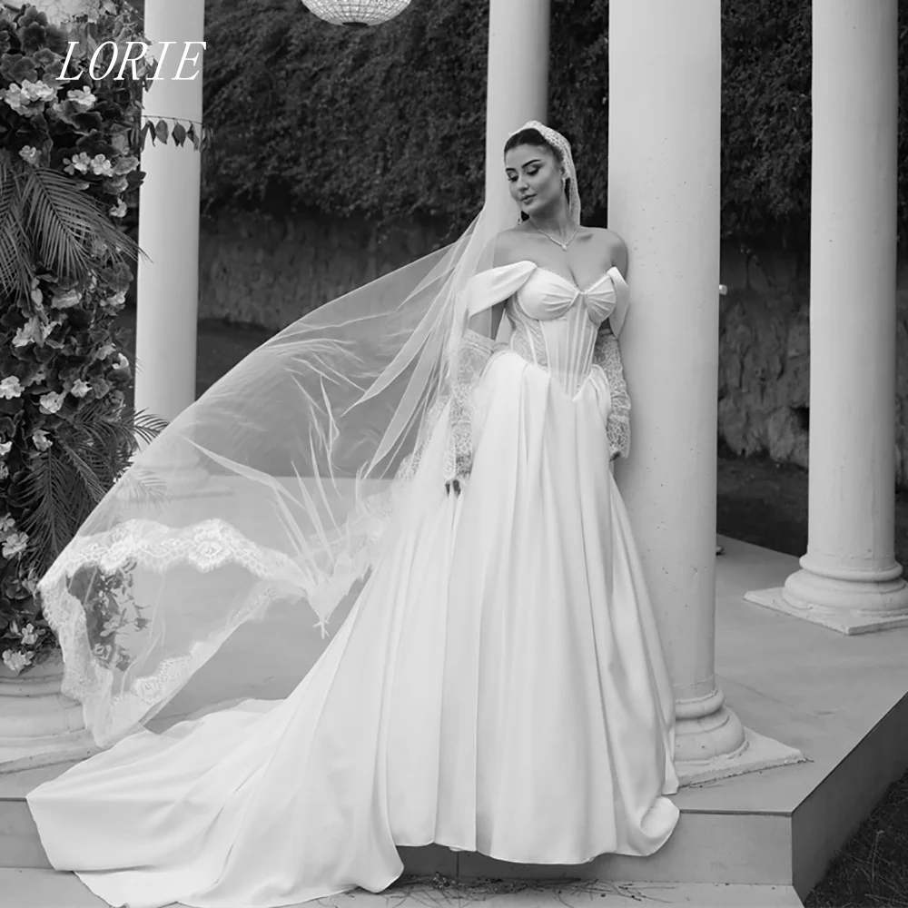 

LORIE Luxury A Line Wedding Dress Off The Shoulder Bridal Dresses Elegant Corset Temperament Wedding Gown Customized 2026