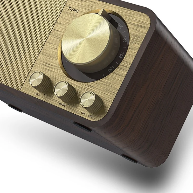 Retro Speaker Wooden Bluetooth 5.0 Speaker Wireless FM Radio Plug-In Speaker For PC, Laptop