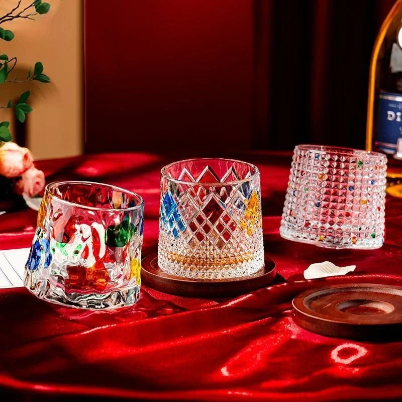 

CLL painted rotating glass water cup gift box set light luxury high-end couple cup wedding gift