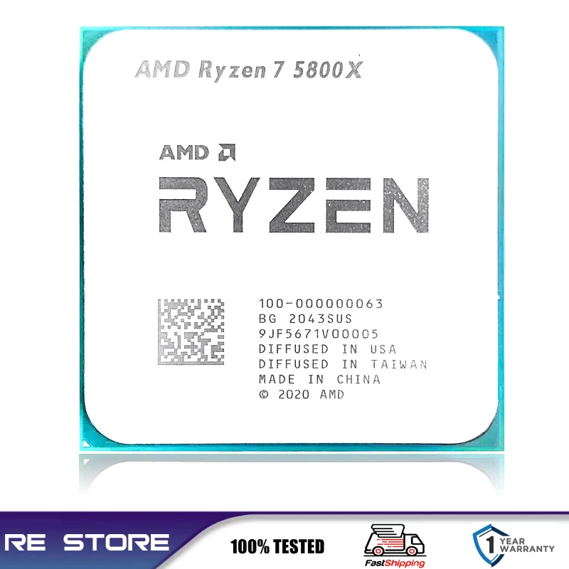 Processador para CPU AMD Ryzen 7, 8 núcleos, 16 thread, 7NM, L3 = 32M, LGA, AM4, R7 5800X, 3,8 GHz