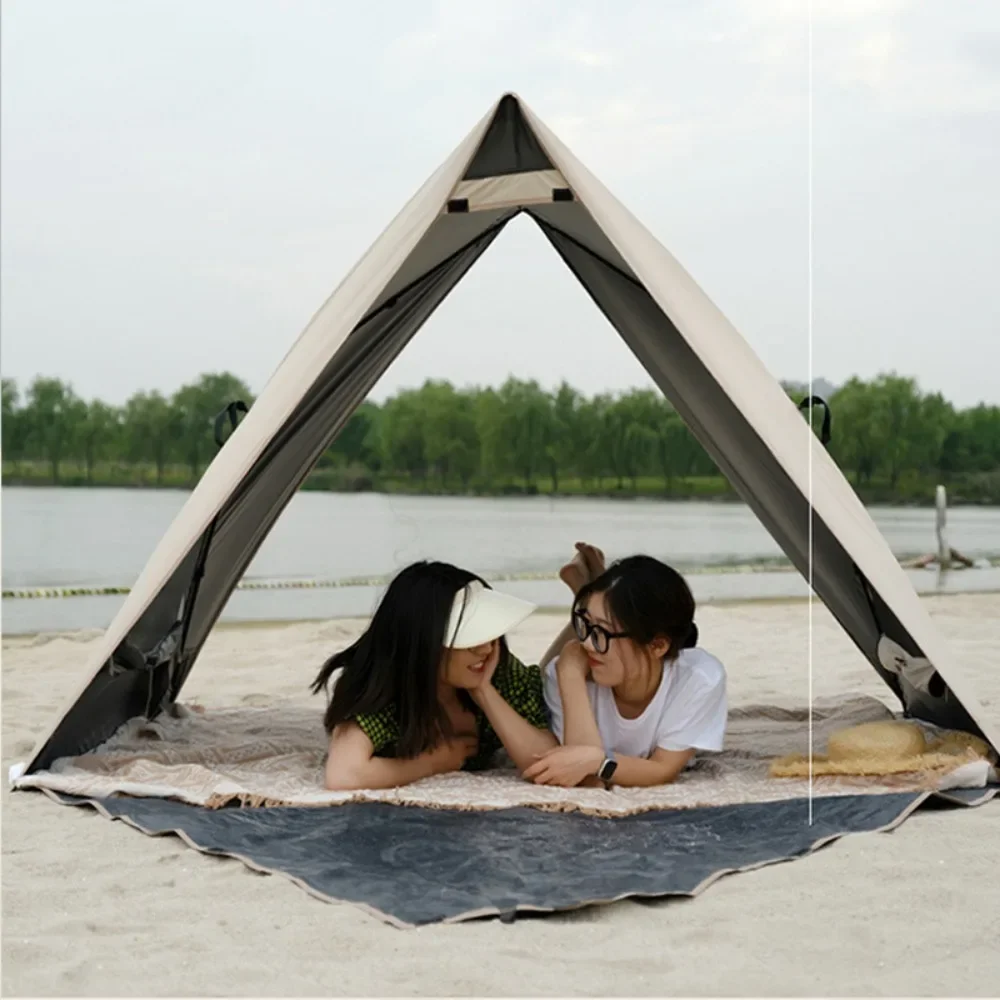 Tente de camping en plein air en toile ultralégère, moustiquaire, abri de plage, pliable, étanche, automatique, UV, famille