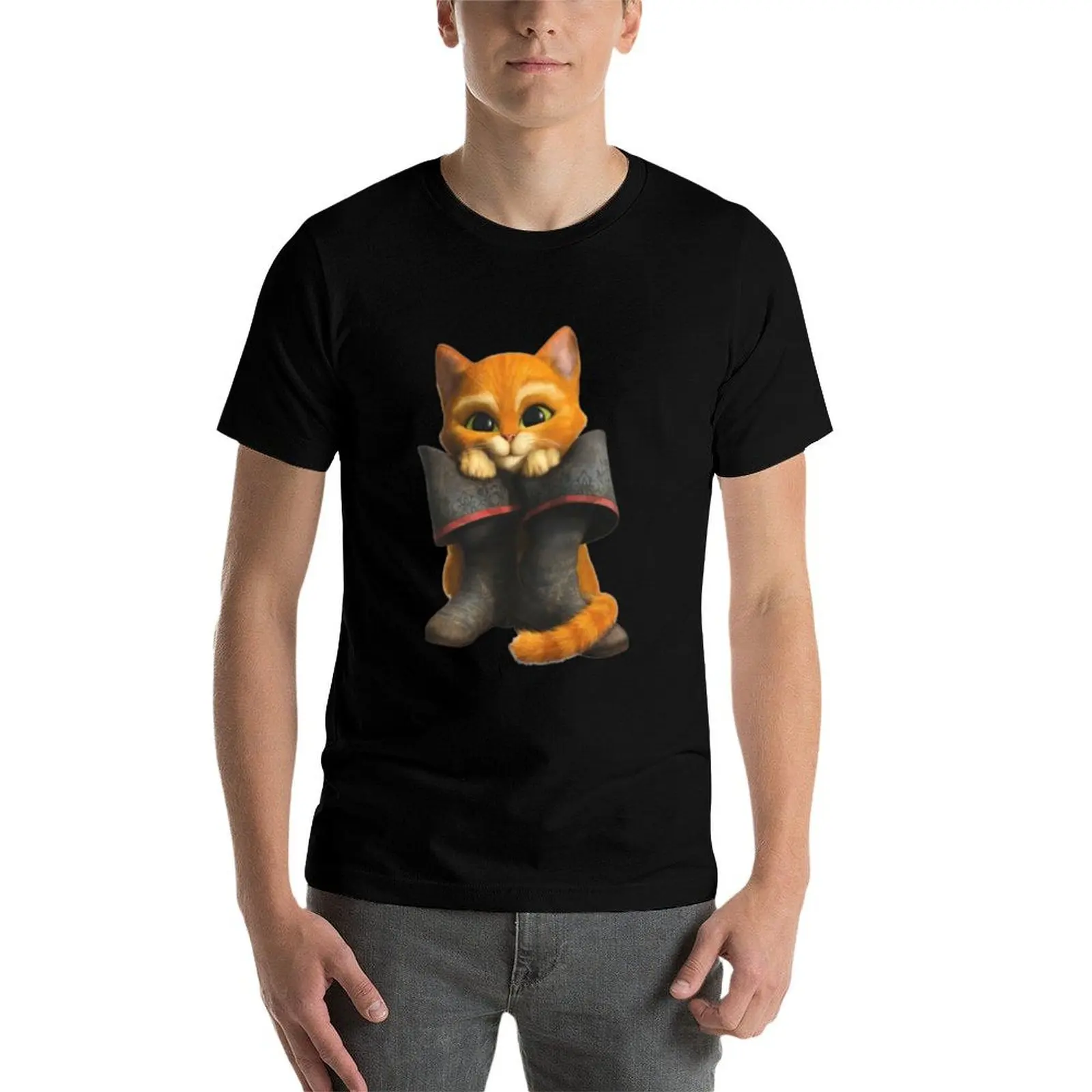 Puss in Boots T-Shirt t shirt man cotton cotton t shirts man 100% T-Shirt