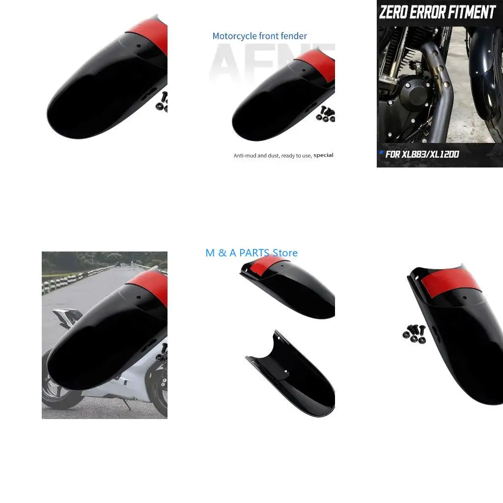 U1JF Motorcycle Mudguard Extension Replacement, 30cm Gloss Black ABS Front Cover Add On for XL883 XL1200 Cleaner Wet Road Travel