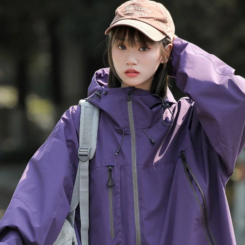 Couple Clothing Spring Autumn Cargo Jacket Zipper Sweatshirt Hooded Windbreaker Men's Women's Coats Outdoor Trench Coat New