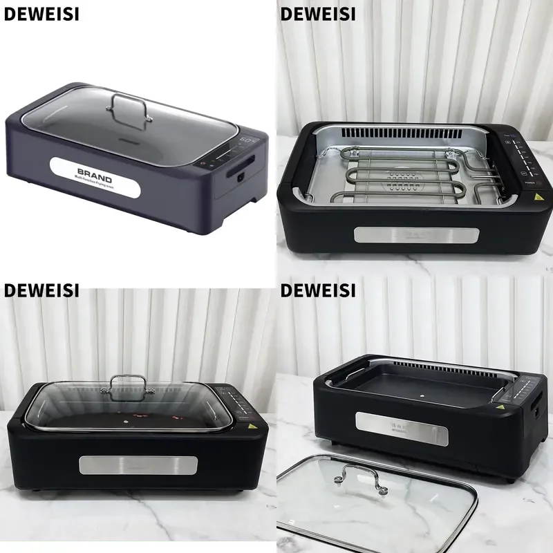 DEWEISI Electric Grill With Non Stick Grill Pan Kitchen Appliance Multi Function Commercial Korean Electric Grill