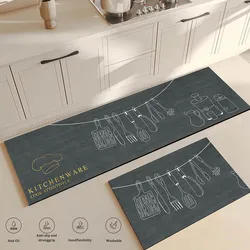 Kitchen Rug Waterproof Oilproof Kitchen Mat Printed Antislip Mat Soft Bedroom Corner Rug Living Room Large Floor Carpet Doormat