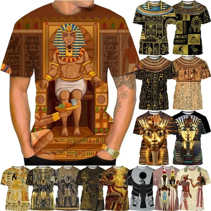 Ancient Horus Egyptian God Eye Of Egypt Pharaoh 3D Graphic T Shirt For Men Short Sleeve Casual Tee Tops Men's Oversized Tshirt