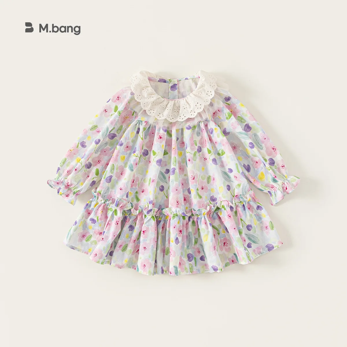 Girl's Children's Dress Colorful Loose Dress Spring New Arrival Ruffled Collar Baby Long-sleeved Dress