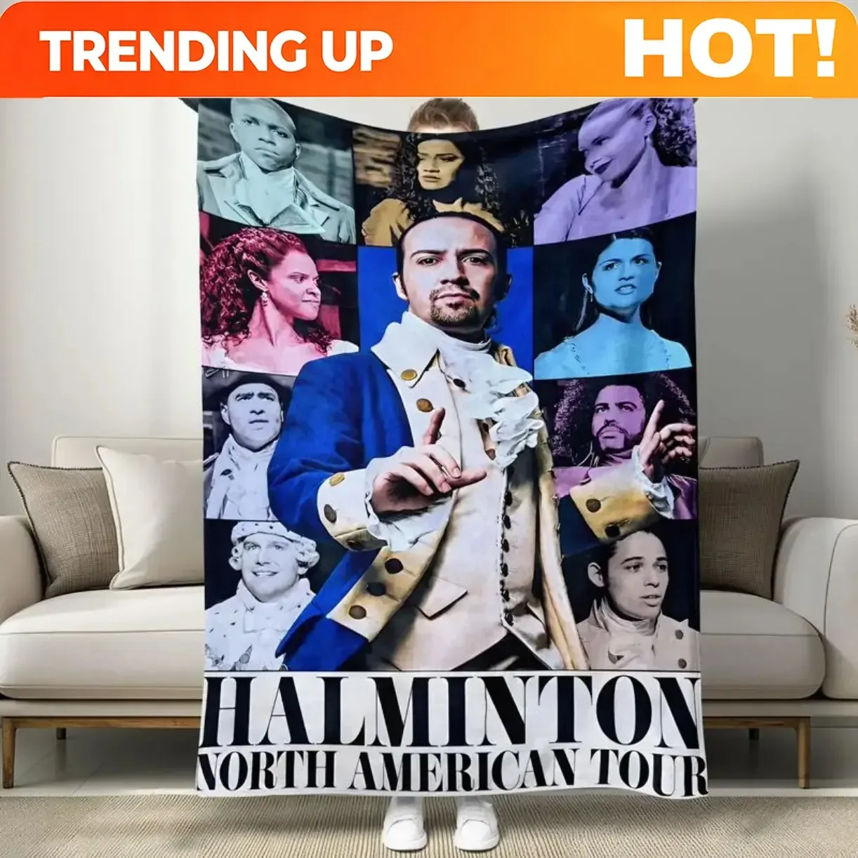 Customize Hamilton Musical Themed Blanket, Artistic & Theatrical Style, Vibrant Show-Related Prints, Perfect for Bedroom & Broad