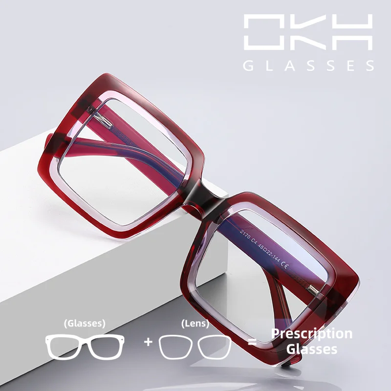 

OKH Square Large Frame glasses Fashion Women Reading Glasses Myopia Blue Light Blocking Glasses Optical Prescription Eyeglass