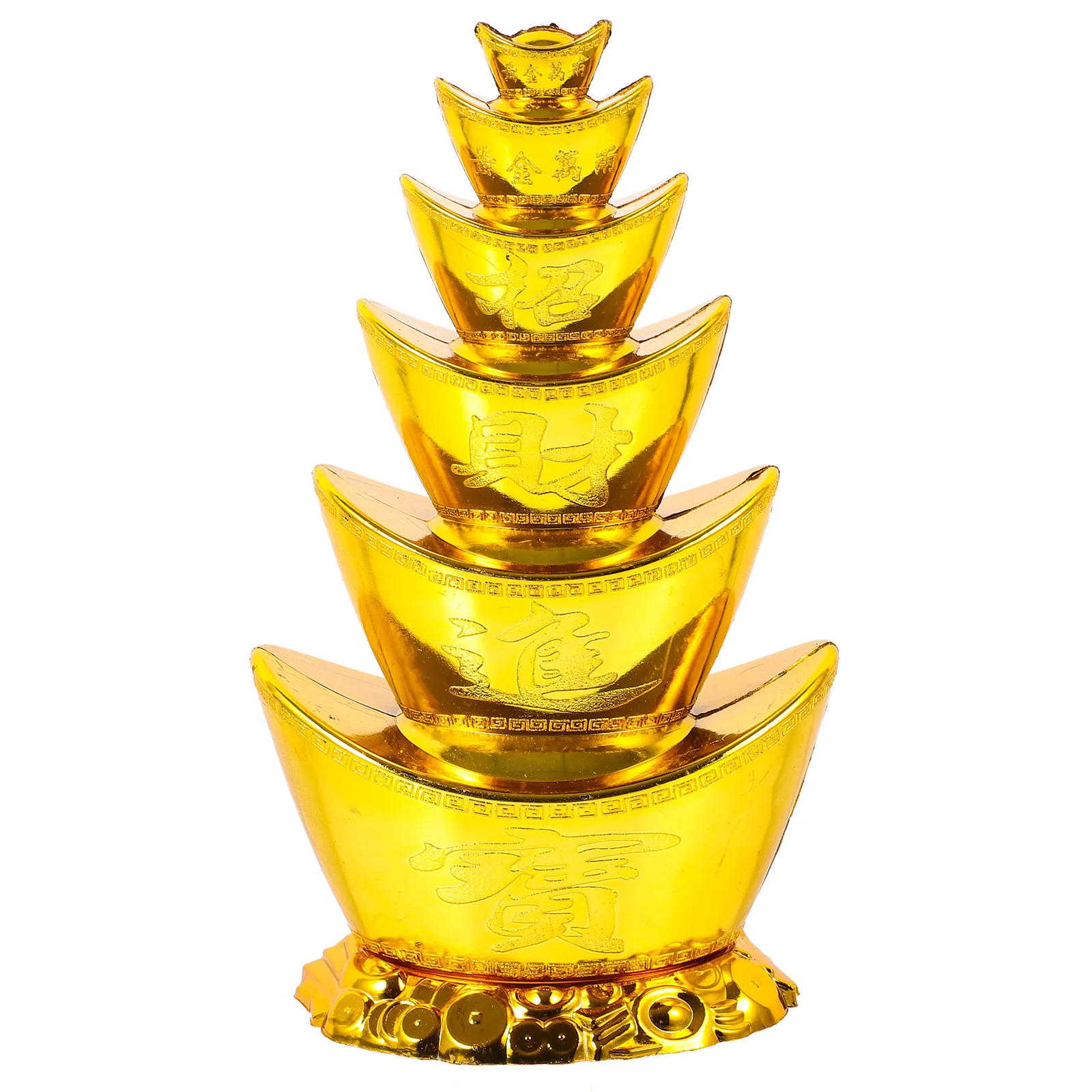 

Chinese New Year Ingot Tower Ornament Compact Size Creative Gold Ingot Decor for Home Office Desktop Fengshui Decoration
