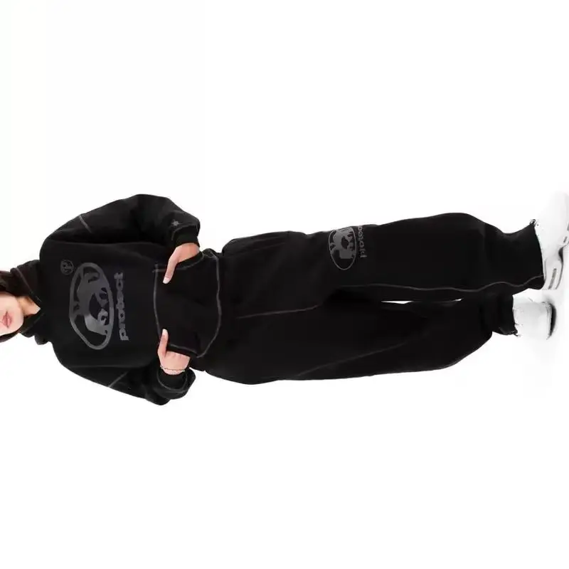 

Свободные брюки для бега для отдыха с вышитыми буквами для мужчин и женщин, новая толстовка в стиле Харадзюку в стиле хип-хоп, готическая пара