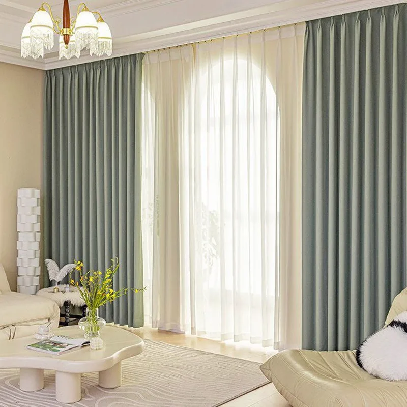 

Stereotyped Mira Cotton Thickened Double-sided Jacquard High Blackout Curtains for Living Dining Room Bedroom Finished Products
