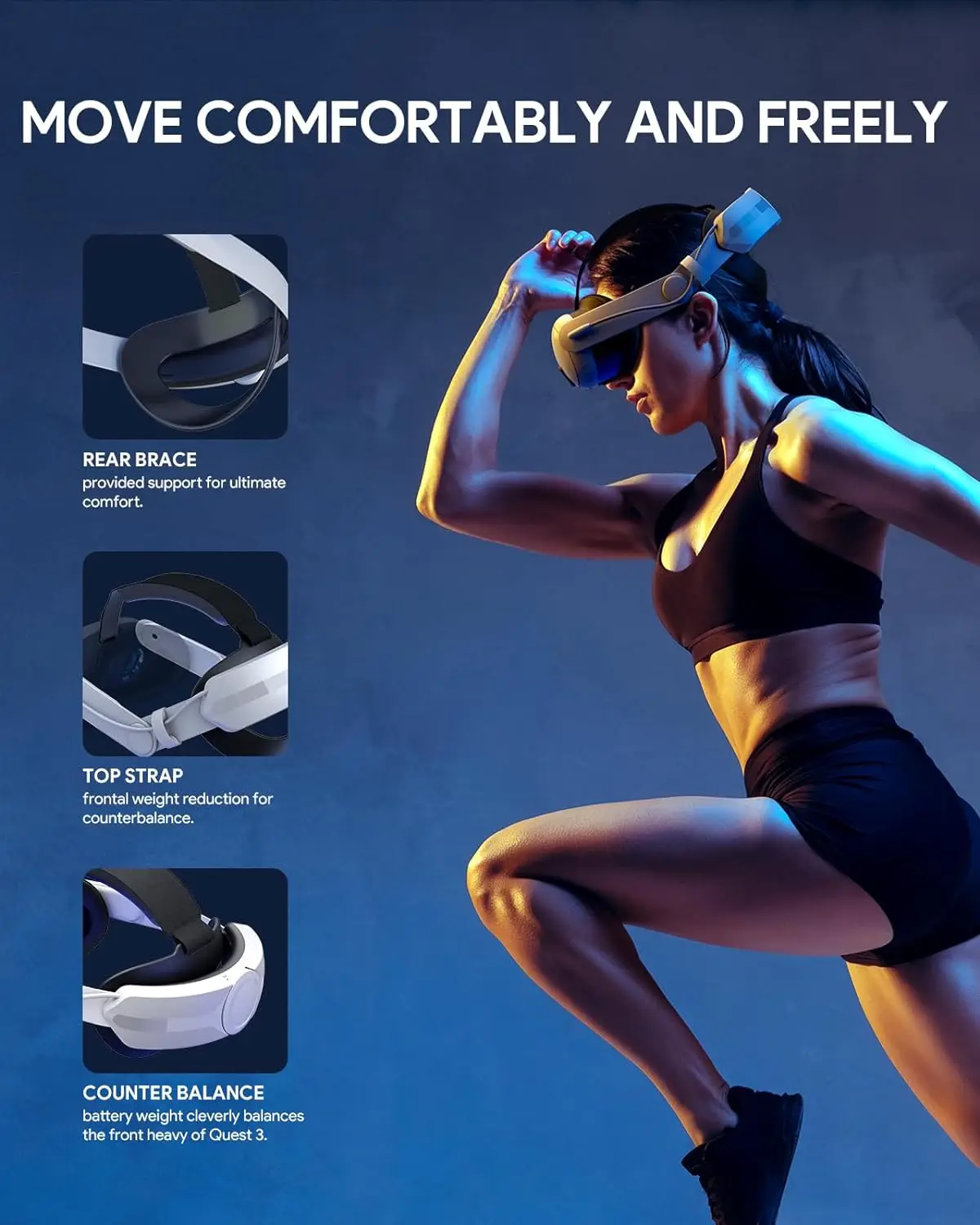 Aubika-Sangle de tête à charge rapide pour Meta Quest 3, SQuest 3, batterie intégrée de 8000 mAh, accessoires de remplacement Elite Strap