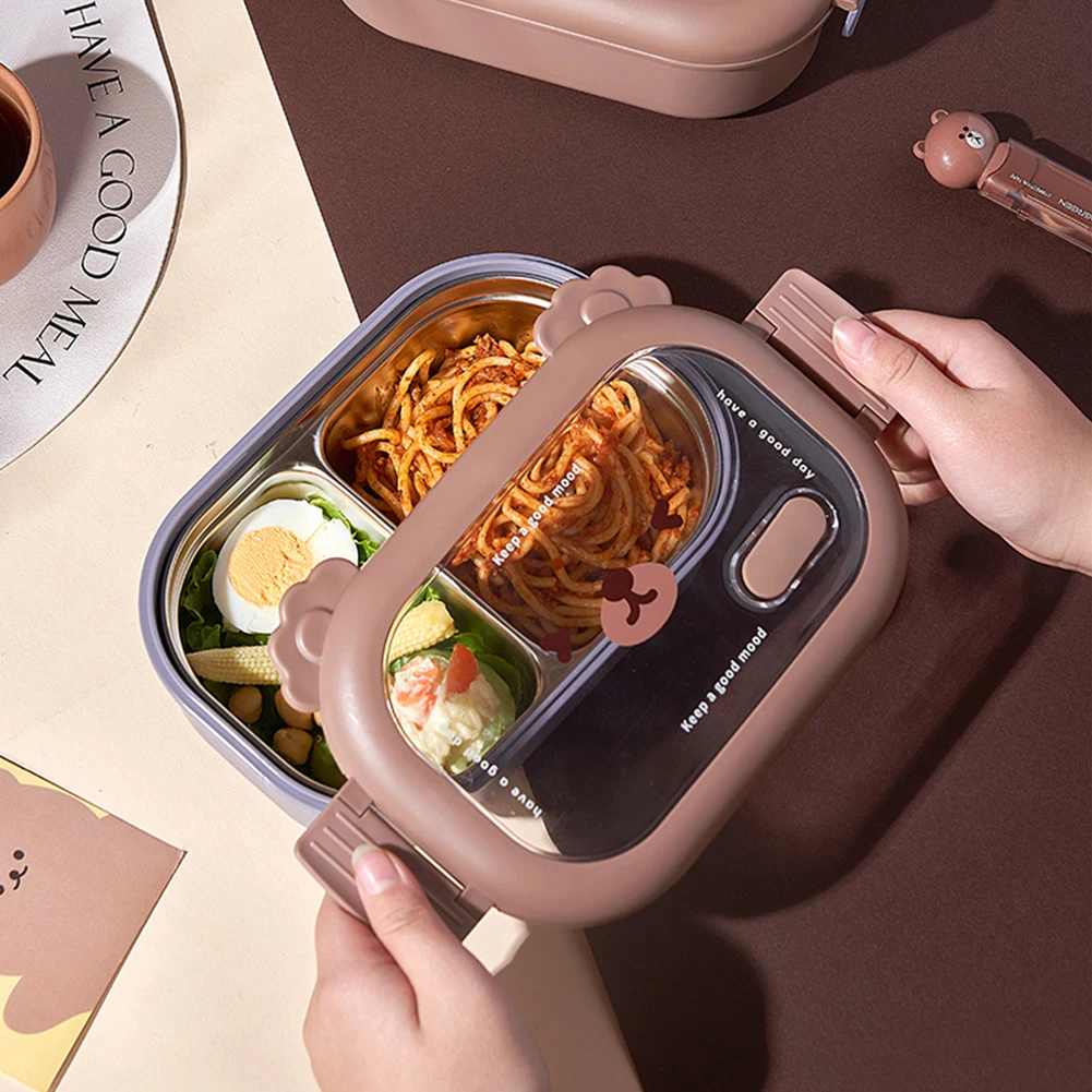 Stainless Steel Food Insulated Container Leak-Proof Cute Food Container Double-Sided Locking Design for Adults/Students and Kids