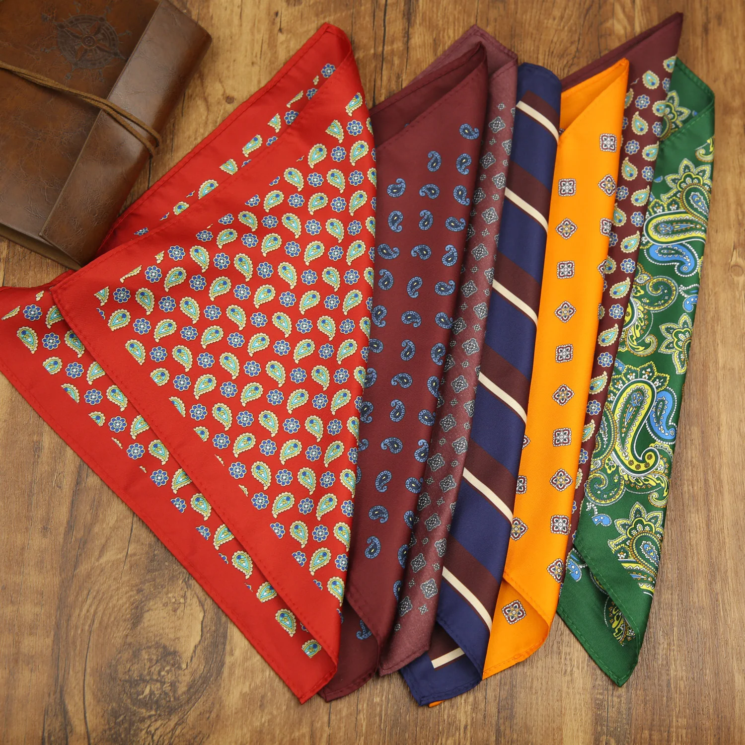 French New Oversized 27cm Mens Red Pocket Square Floral Paisley Print Handkerchief Wedding Party Tuxedo Accessories Groom Hanky