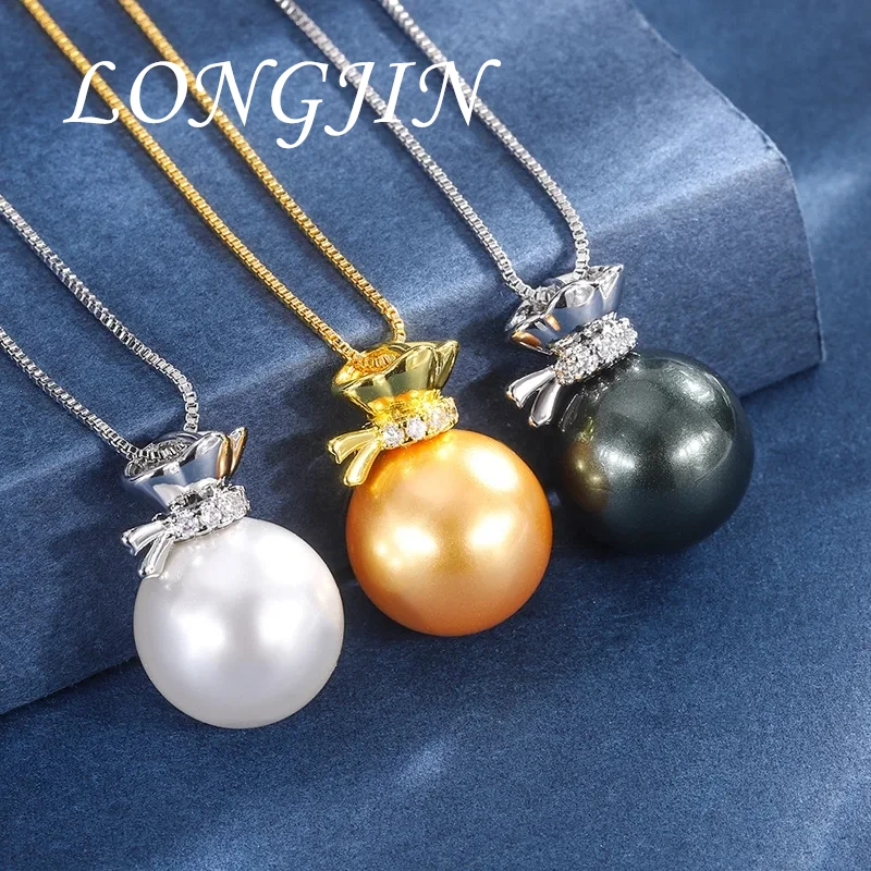 

Pearl Pendant Necklace Fashion Blessing Bag Cubic Zirconia Clavicle Chain Women's Jewelry Virgin Girls Aesthetic Birthday Gift