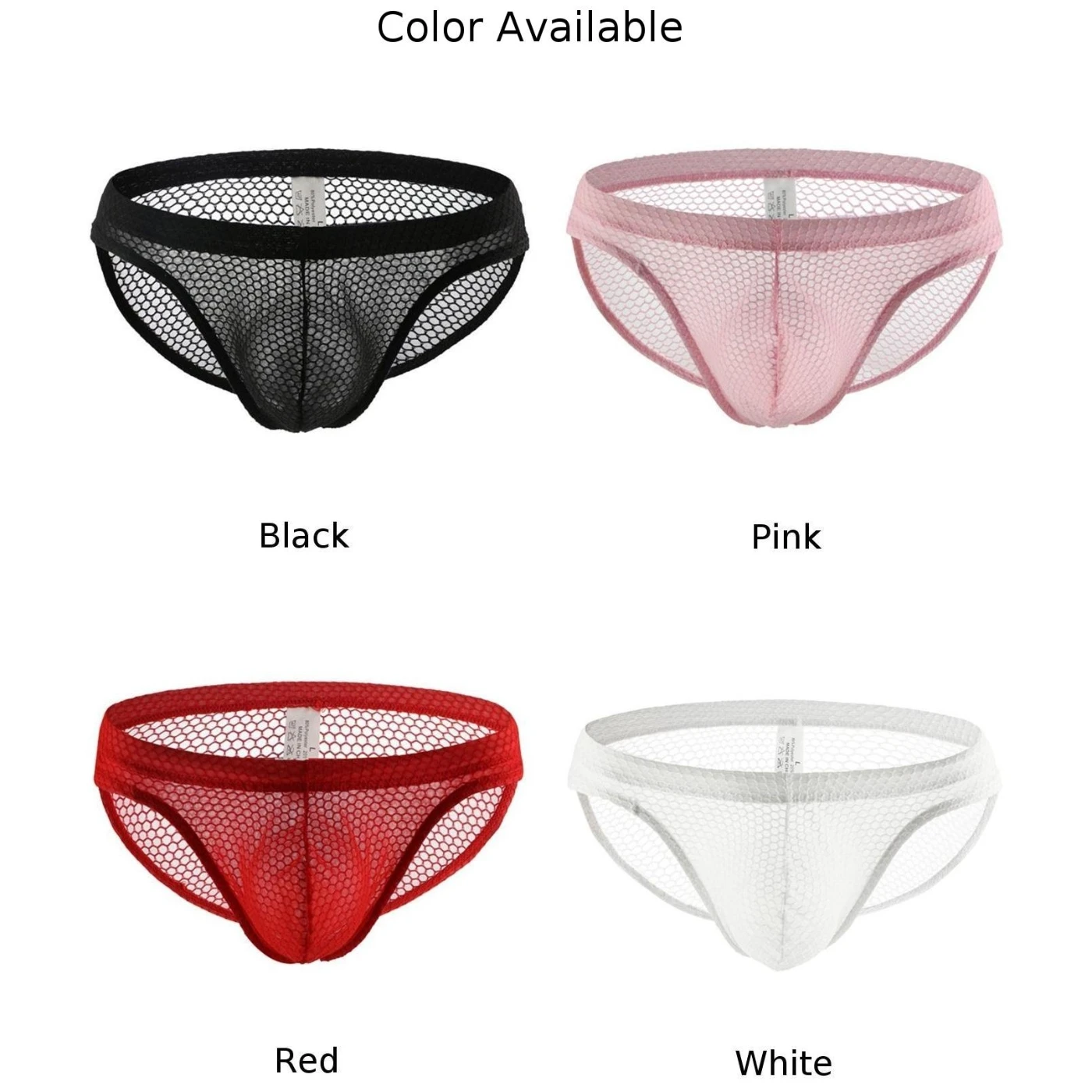 Mens Fishnet Mesh See Through Low Waist Bulge Pouch Briefs Underwear Gay Underpants Elastic Male Panties Breathable Lingerie