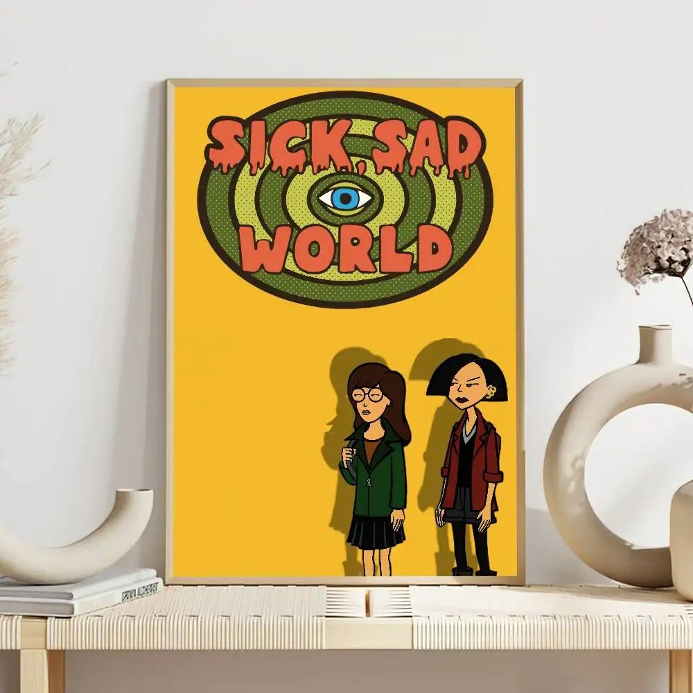 TVShow مضحك D-Daria المشارك لوحة ذاتية اللصق غرفة المعيشة مكتب الديكور غرفة نوم المنزل الجدار ملصق يطبع #6