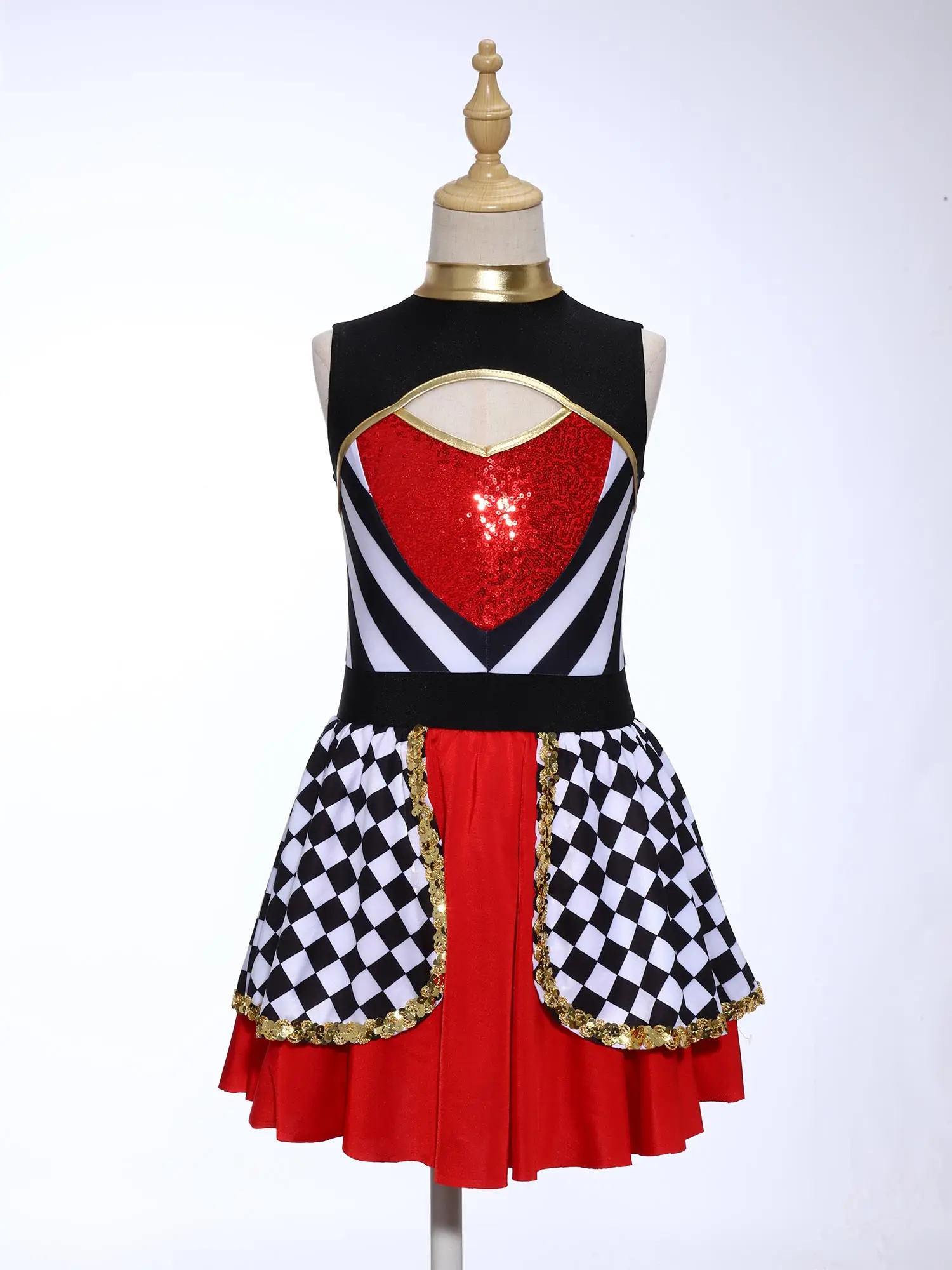Costume da regina del paese delle meraviglie per ragazze con cuori rossi, vestito da tutù da clown di Natale di Halloween per bambini, feste a tema di carnevale, regali di compleanno