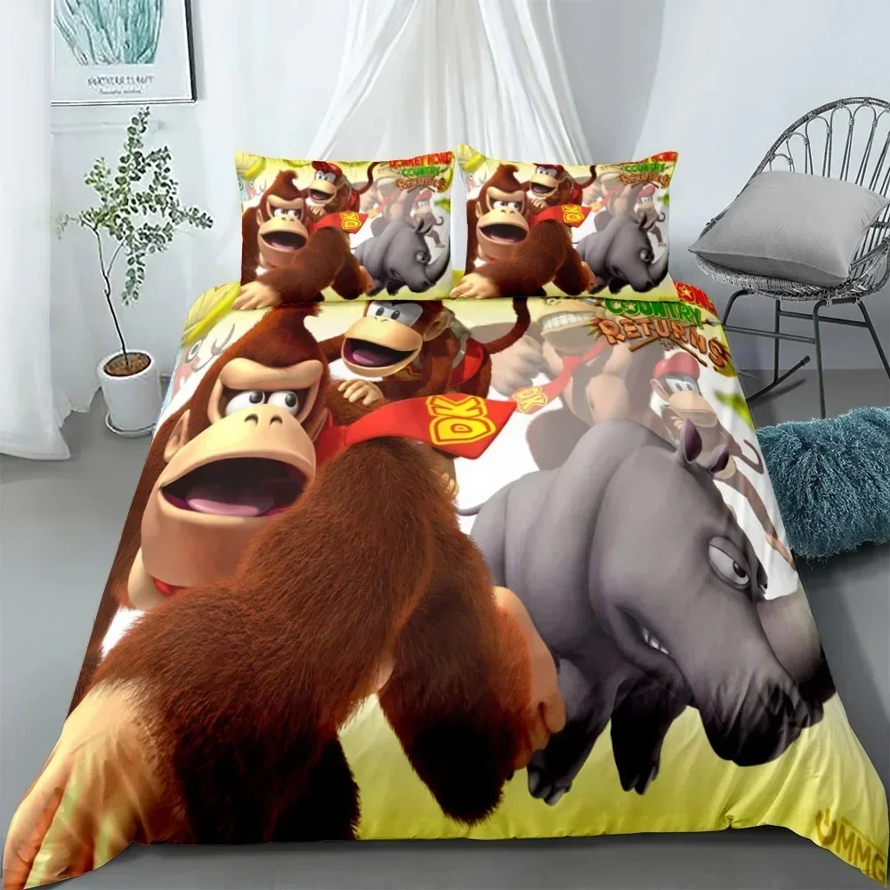 Комплект постельного белья с 3D принтом Donkey Kong Switch Game Single Twin Double Queen King Cal King Size, 3 шт., модный комплект постельного белья из полиэстера
