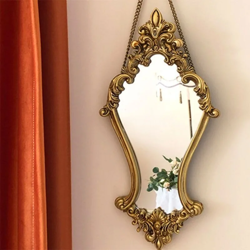 

Light Luxury Wall-mounted European Makeup Mirror Combination Wall Decorative Mirrors Photo Props Retro Carved Beauty Mirror