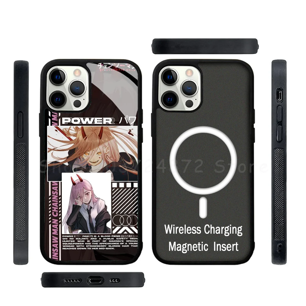 

Chainsaw Man Power Phone Case Strong Magnetic For IPhone 15 14 13 Pro Max Alex Mirror For Magsafe Wireless Charging Cover