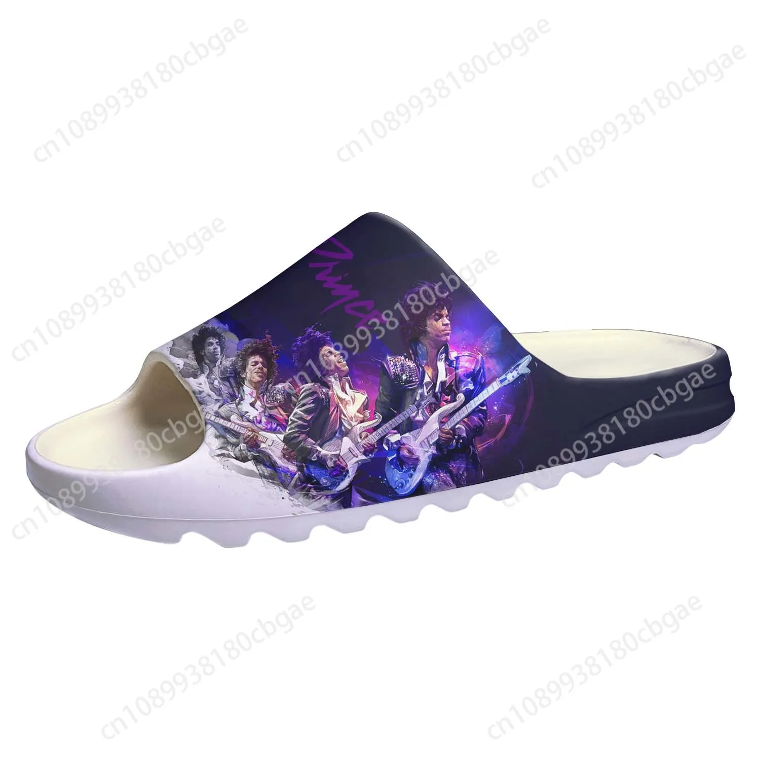 

Prince Rogers Nelson Singer Soft Sole Sllipers Home Clogs Step On Water Shoes Mens Womens Teenager Step in Customized Sandals