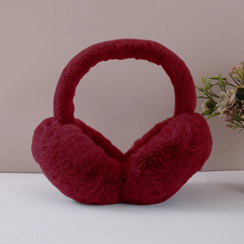 Comfortable Solid Color Ear Warmer; Soft Plush Earmuffs for Winter; Foldable Outdoor Cold Protection Earflap
