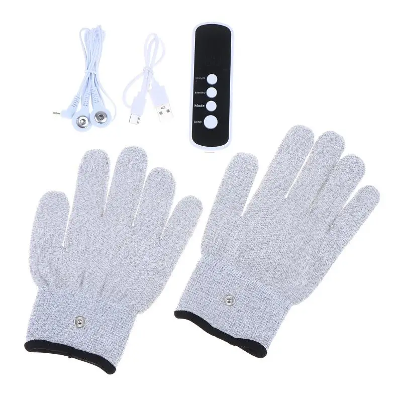 Micro Current Therapy Massage Electric Shock Gloves Stimulate The Fingers In The Hands To Unblock Meridian Massage Equipment