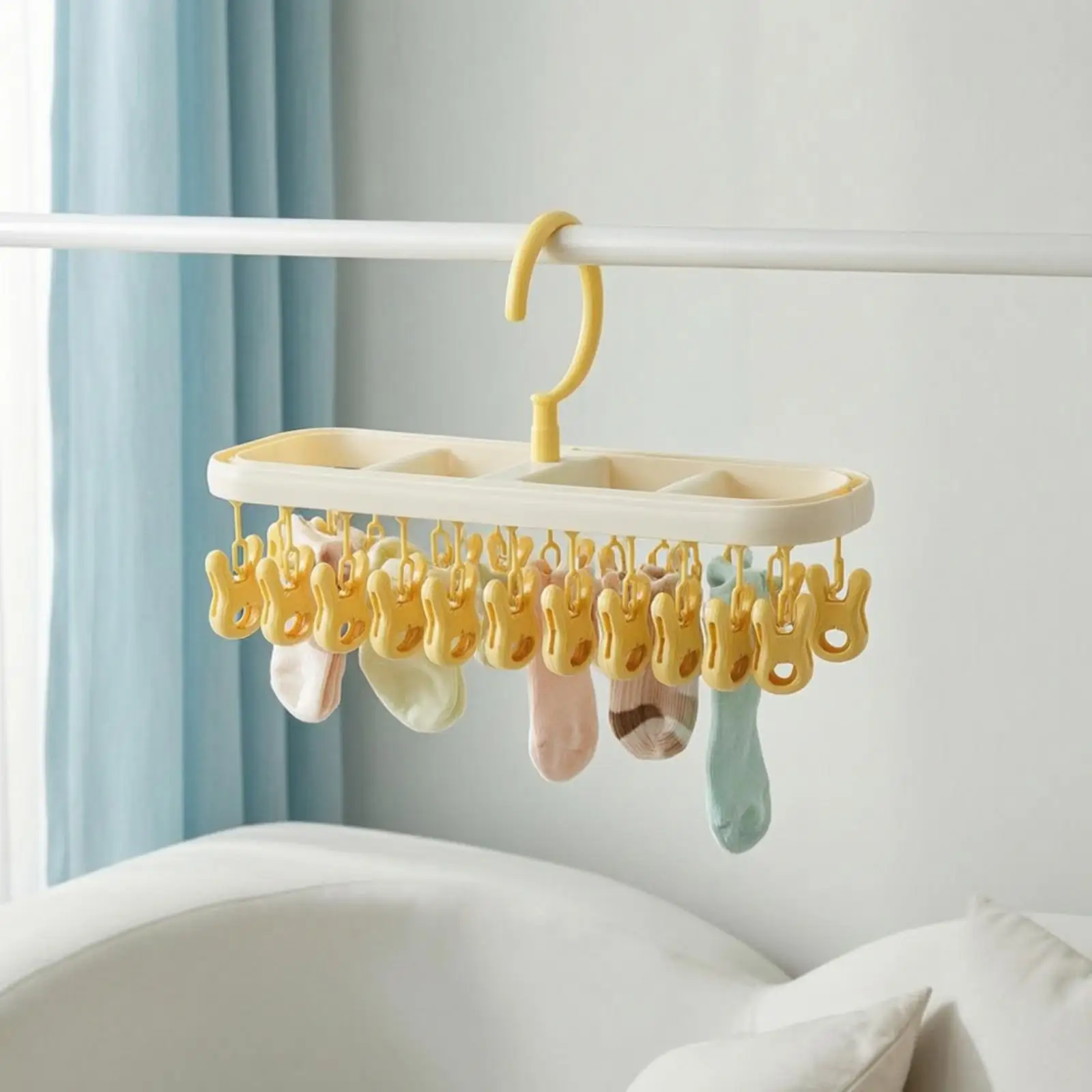 Hanging Rack with Clips Space-Saving Drying Rack with Clips Swivel for Apartment