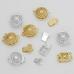 1 Set 14K Gold/Silver Color Brass Square Round Hollow Necklace Connector Clasp Jewelry Making Supplies DIY Accessories