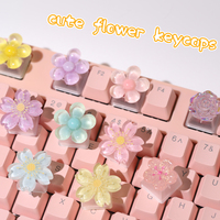 Backlit transparent keycaps handmade personalized cross shaft mechanical keyboard keycaps cute flower keycaps