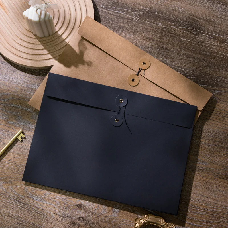 30 шт./лот, утолщенный конверт для документов, 250 г, бумажные конверты большой емкости формата А4, завязанная пряжка, контрактная офисная деловая сумка для канцелярских принадлежностей