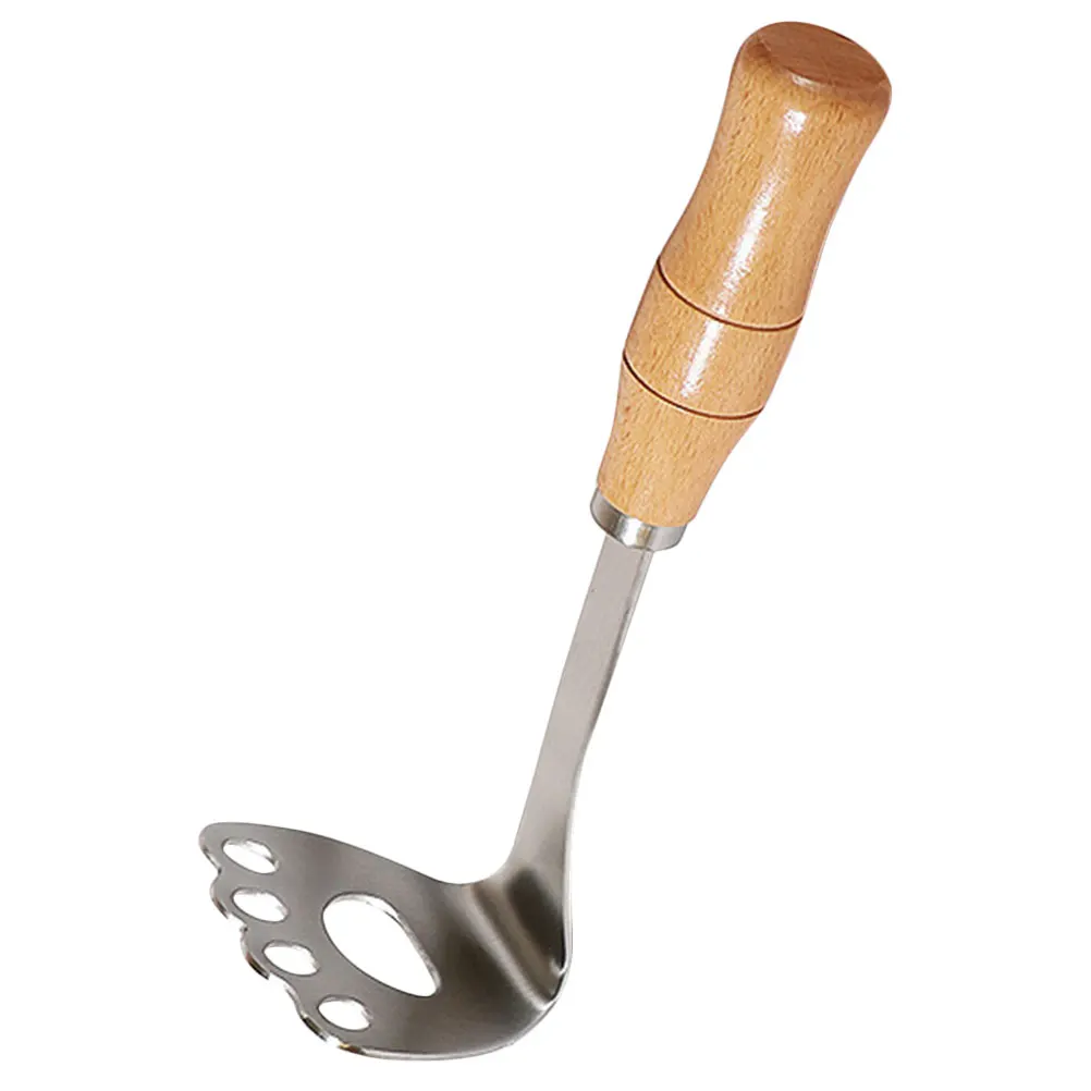 

304 Stainless Steel Potato Masher Manual Kitchen Tool Wooden Handle Mashing Potatoes Lemons Food Puree Household Reusable