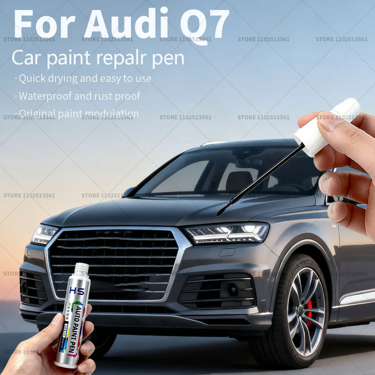 

For Audi Q7 Car Paint Repair Pen Touch Up Scratch Remover DIY Auto Accessories White LS9R Black LY9T Brown LZ8W White LY9C Grey